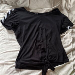 Rue21 Black Tie-Front Tee with White Accents